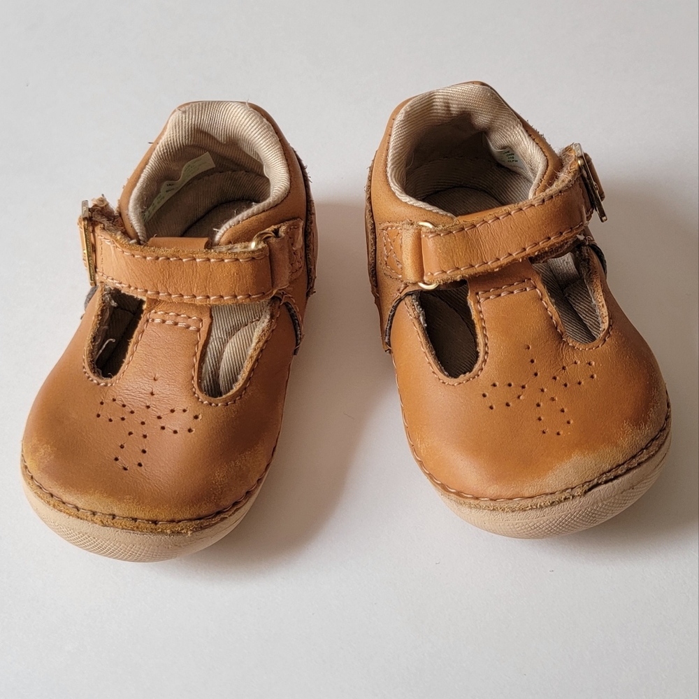 Stride Rite Soft Motion Cognac Leather Lucianne Mary Jane Baby Toddler Size 3W